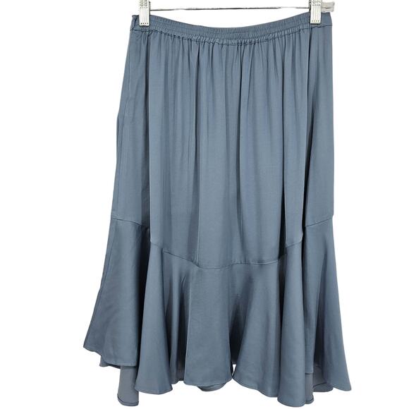 Chloe Kristyn Woman size M New Blue Satin Traci Skirt Mini Length Faux Wrap NWOT - Picture 2 of 8